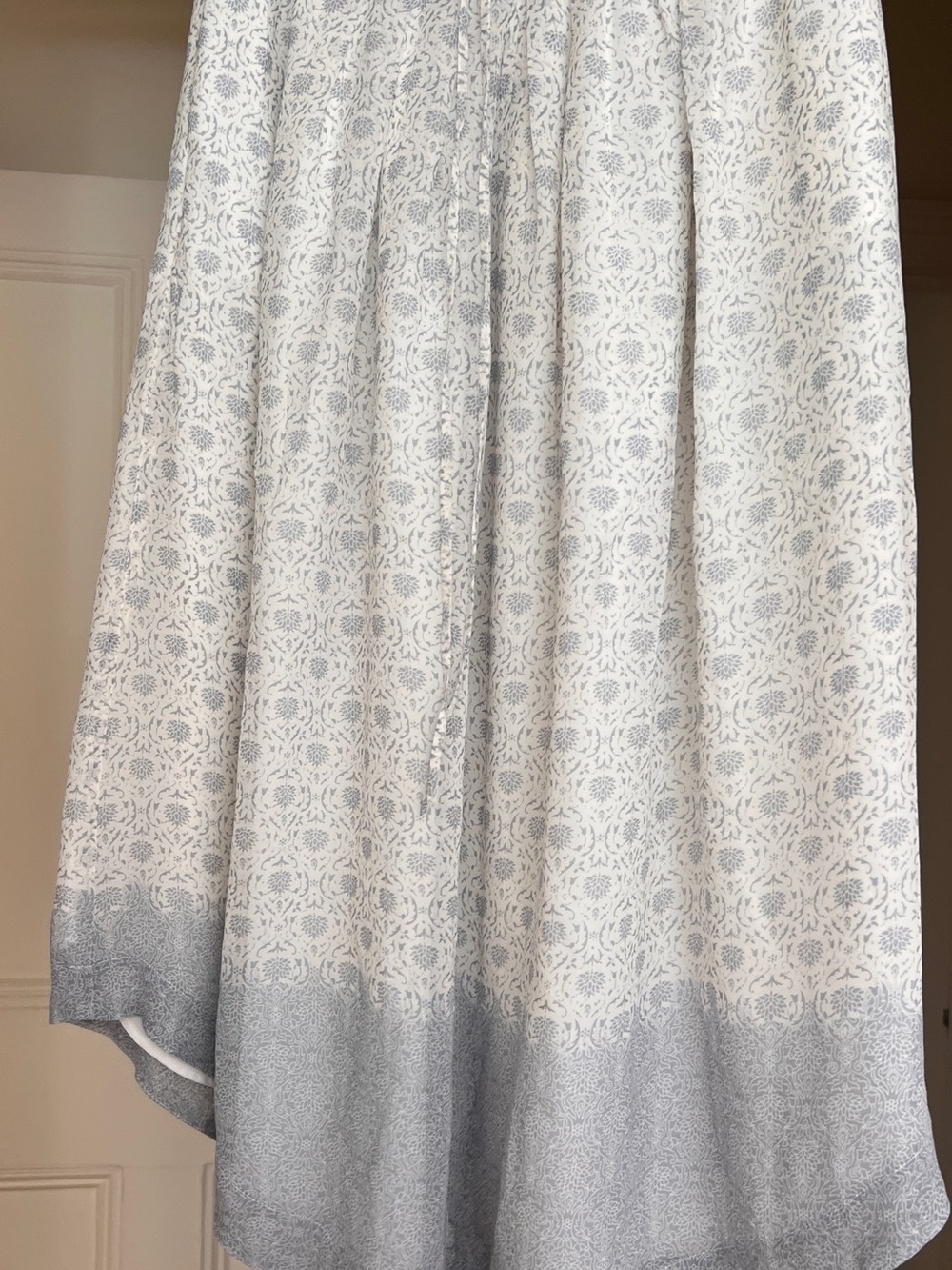 Club Monaco Light Blue and White A-Line Midi Skirt